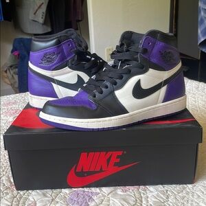 Nike Air Jordan 1 High Black White Purple Sneakers